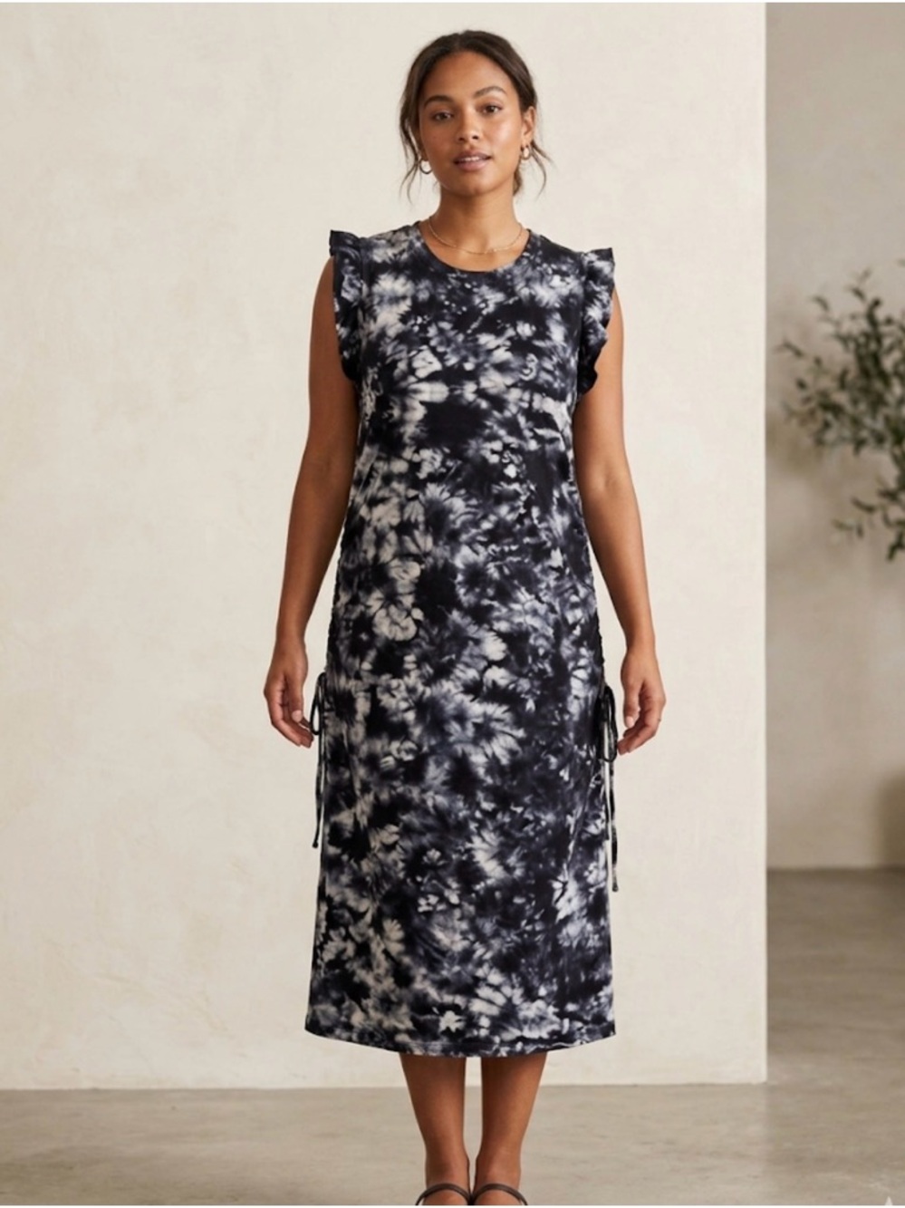TIME and TRU Tye Dye Midi Dress, Women’s XXL (20), Blue White